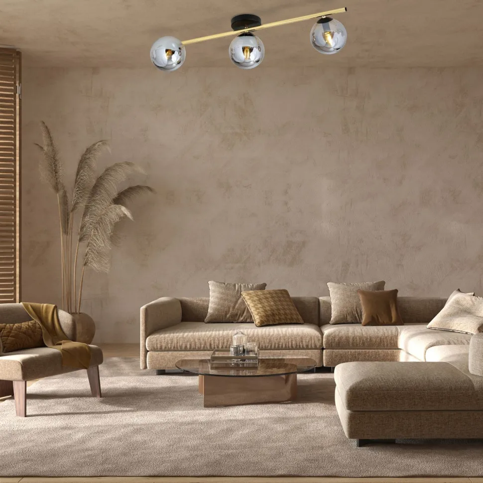 Deckenleuchte länglich 80 cm Glas Metall LUISELLA