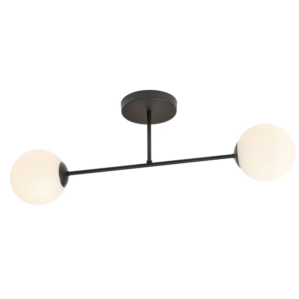 Deckenleuchte länglich 55 cm 2-flammig Glas Metall