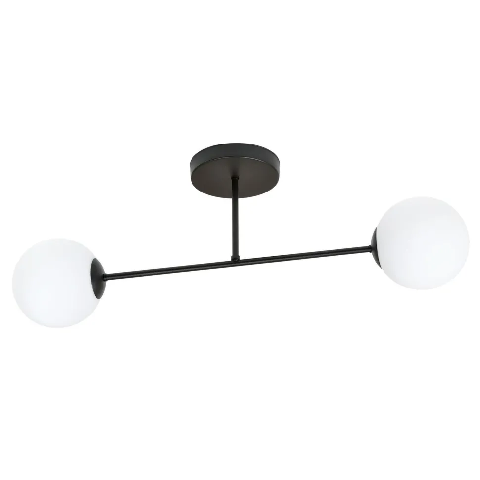 Deckenleuchte länglich 55 cm 2-flammig Glas Metall