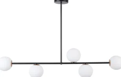 Deckenleuchte Mehrflammig Glas Metall Schwarz Weiß G9