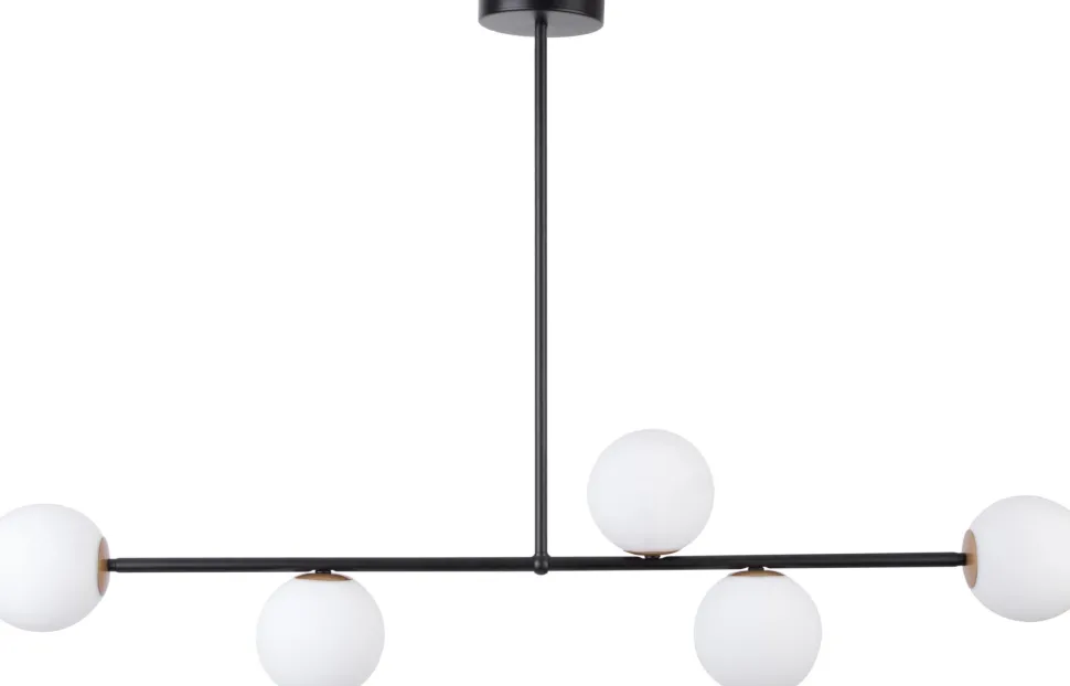 Deckenleuchte Mehrflammig Glas Metall Schwarz Weiß G9