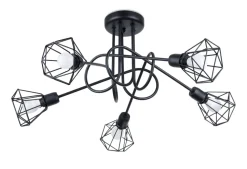 Deckenleuchte Metall 58 cm breit Drahtschirm Schwarz