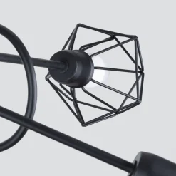 Deckenleuchte Metall 58 cm breit Drahtschirm Schwarz