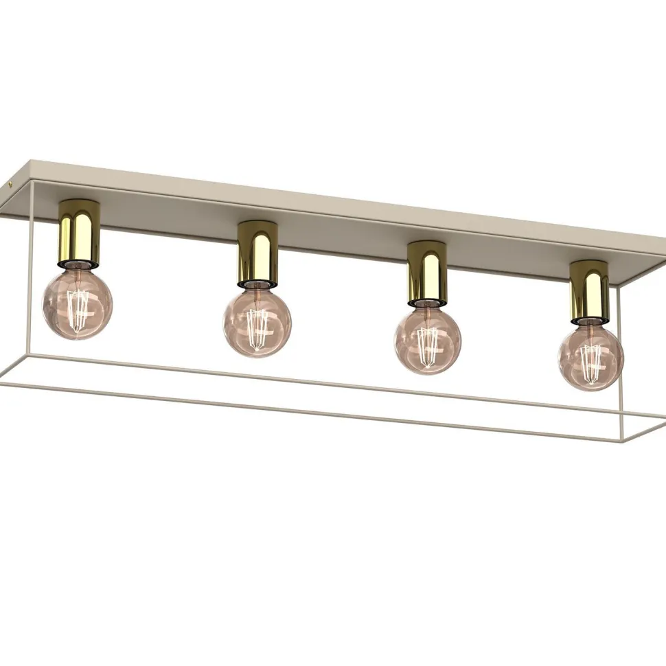 Deckenleuchte Metall Beige Gold L:75 cm E27 Industrial
