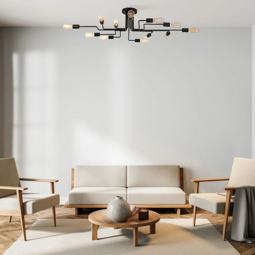 Deckenleuchte Metall E27 Schwarz Retro LENI