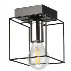 Deckenleuchte Metall eckig Schwarz Chrom B: 13 cm für E27