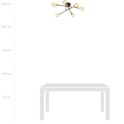 Deckenleuchte Metall 6-flammig Retro Schwarz Gold