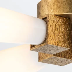 Deckenleuchte Metall Glas B: 66 cm in Gold Antik Weiß