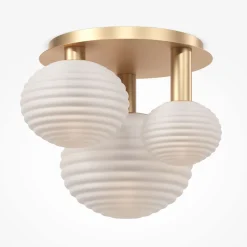 Deckenleuchte Metall Glas B: 53,5 cm in Gold Weiß E14