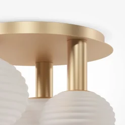 Deckenleuchte Metall Glas B: 53,5 cm in Gold Weiß E14