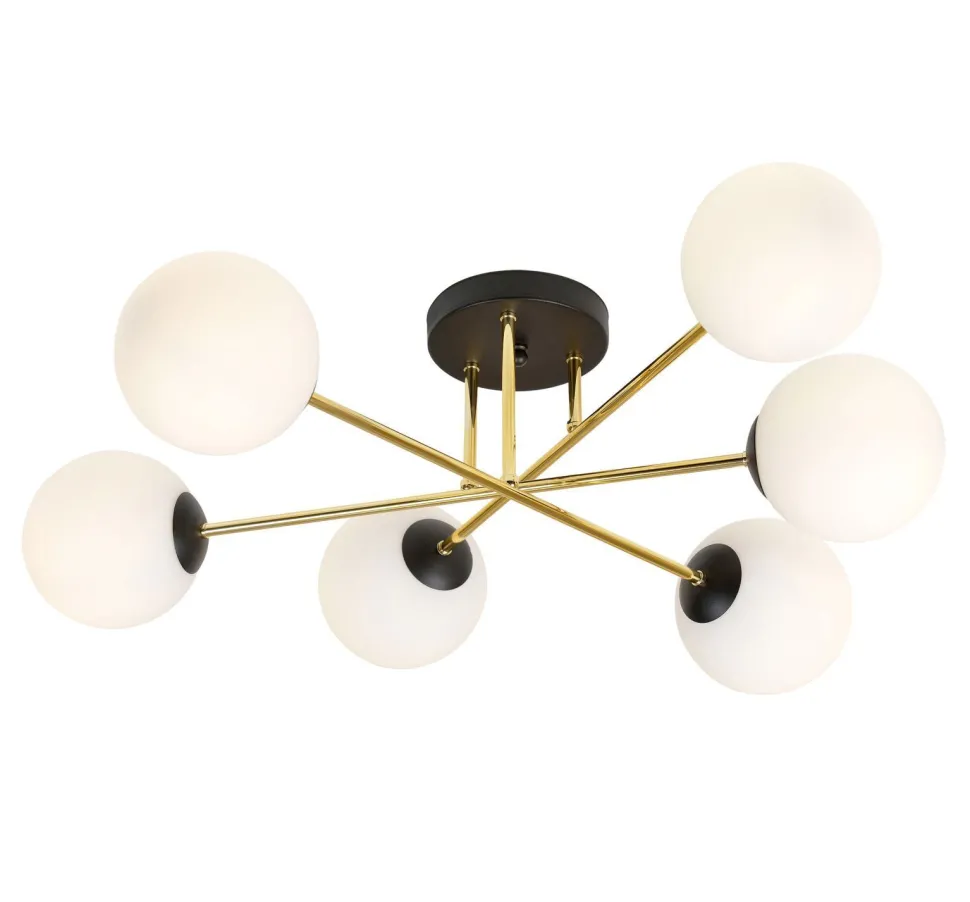 Deckenleuchte Metall Glas E14 in Schwarz Weiß Gold