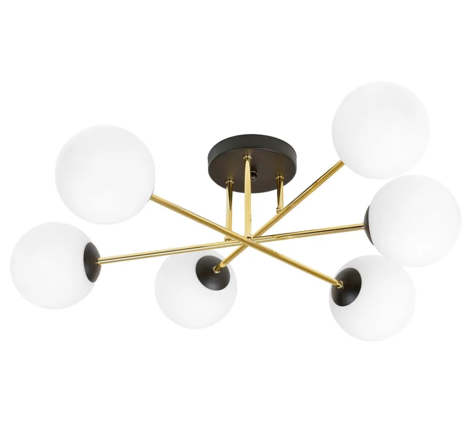 Deckenleuchte Metall Glas E14 in Schwarz Weiß Gold