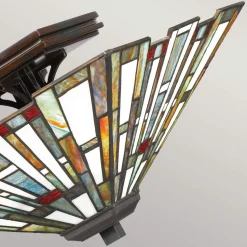 Deckenleuchte Metall Glas 36,7 cm breit Tiffany Stil 2x E27