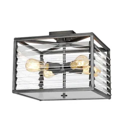 Deckenleuchte Metall Glas 39,2 cm breit Gunmetal Grau