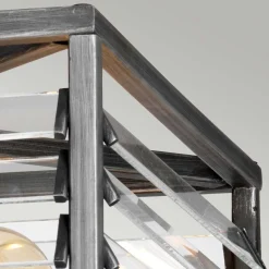 Deckenleuchte Metall Glas 39,2 cm breit Gunmetal Grau