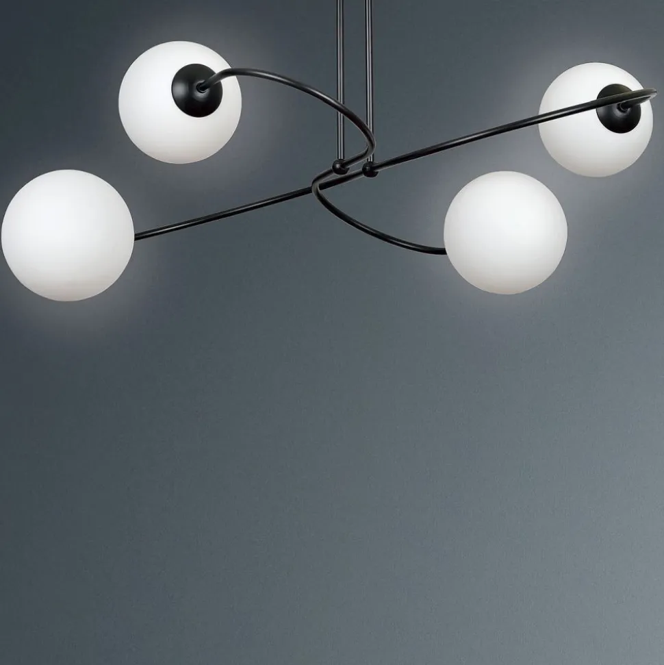 Deckenleuchte Metall Glas Schwarz Weiß Modern 4x E27