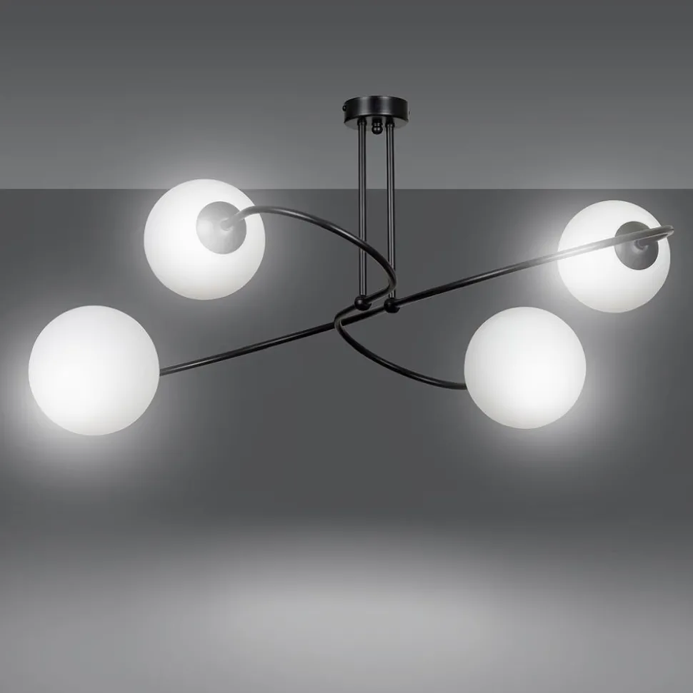 Deckenleuchte Metall Glas Schwarz Weiß Modern 4x E27