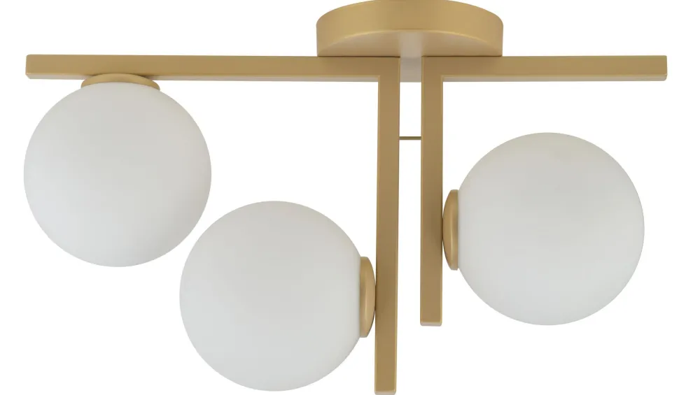 Deckenleuchte Metall Gold Weiß Kugel 3-flammig L:48 cm