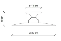 Deckenleuchte Metall Keramik D: 30 cm rund Weiß Schwarz