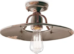 Deckenleuchte Metall Keramik E27 D: 40 cm rund Vintage