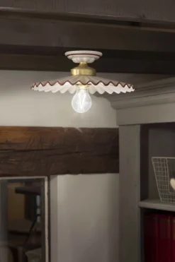 Deckenleuchte Metall Keramik E27 D: 31 cm rund Landhaus