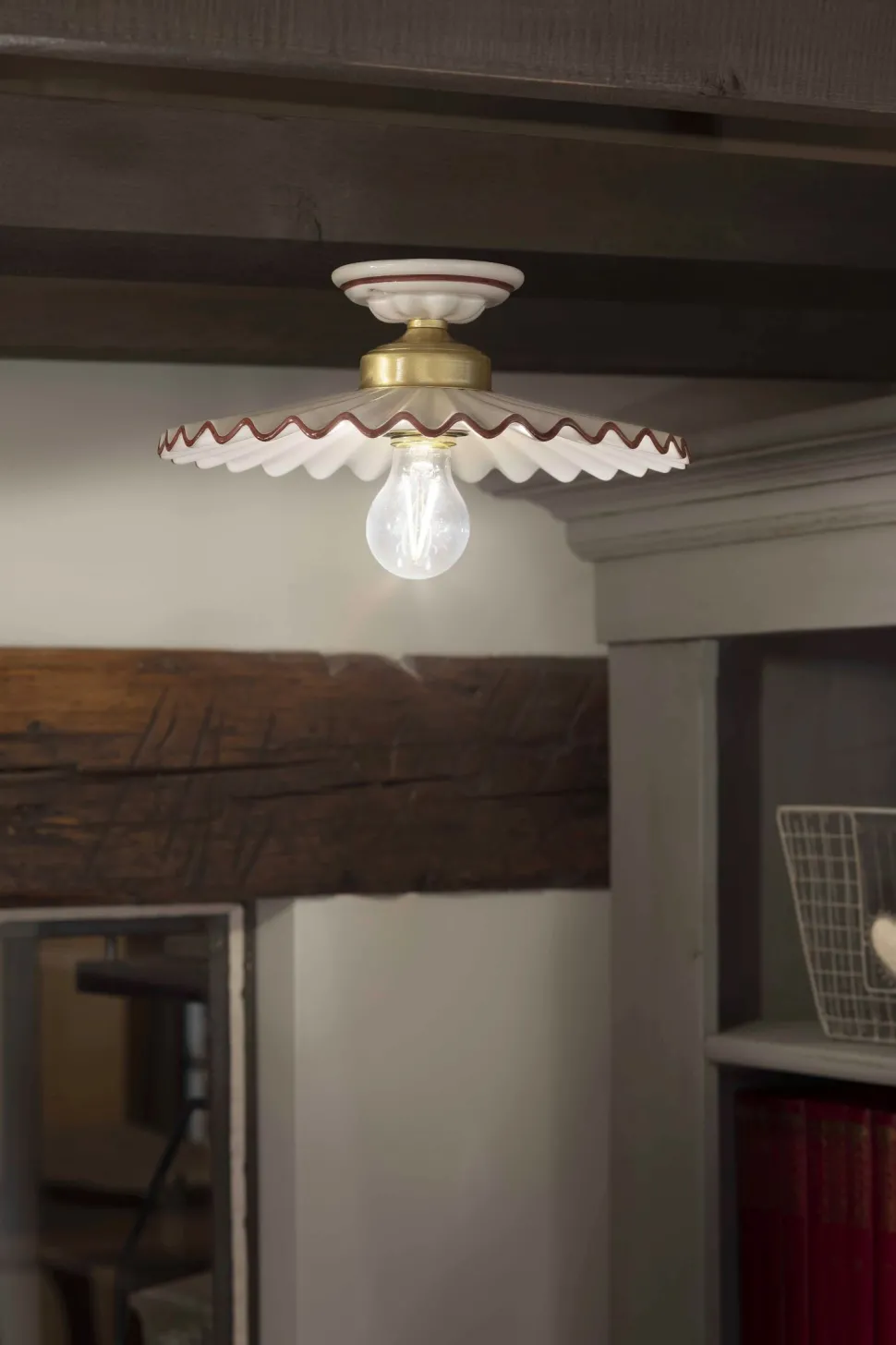 Deckenleuchte Metall Keramik E27 D: 31 cm rund Landhaus