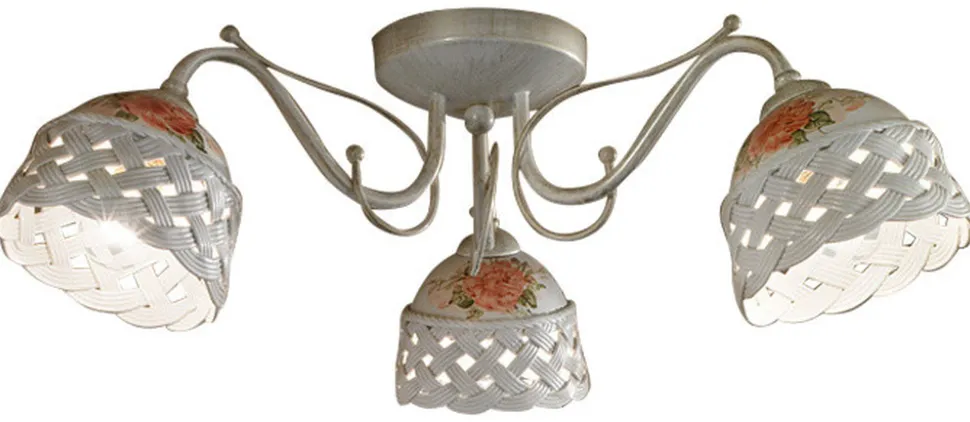 Deckenleuchte Metall Keramik E14 3-flammig Landhausstil