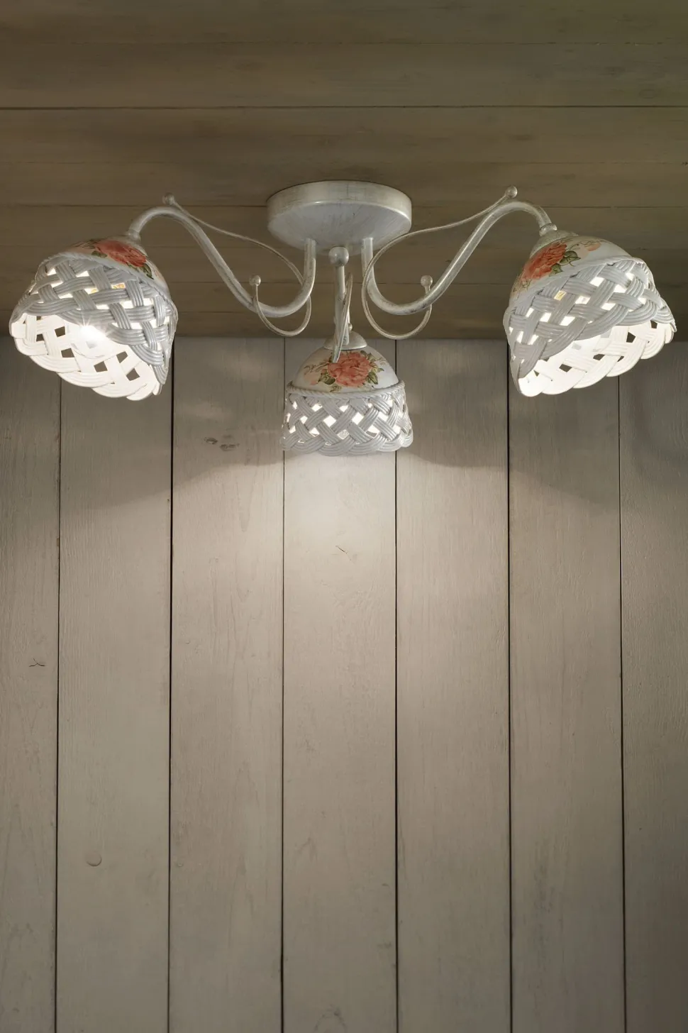 Deckenleuchte Metall Keramik E14 3-flammig Landhausstil