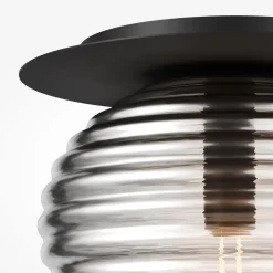 Deckenleuchte Metall Rauchglas Ø 35 cm rund E27 Modern