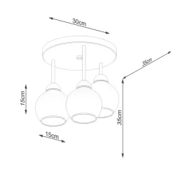 Deckenleuchte Metall Rauchglas 3-flammig Ø 35 cm E27