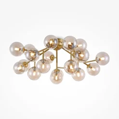 Deckenleuchte Metall Rauchglas G9 B: 75 cm Kugelschirm