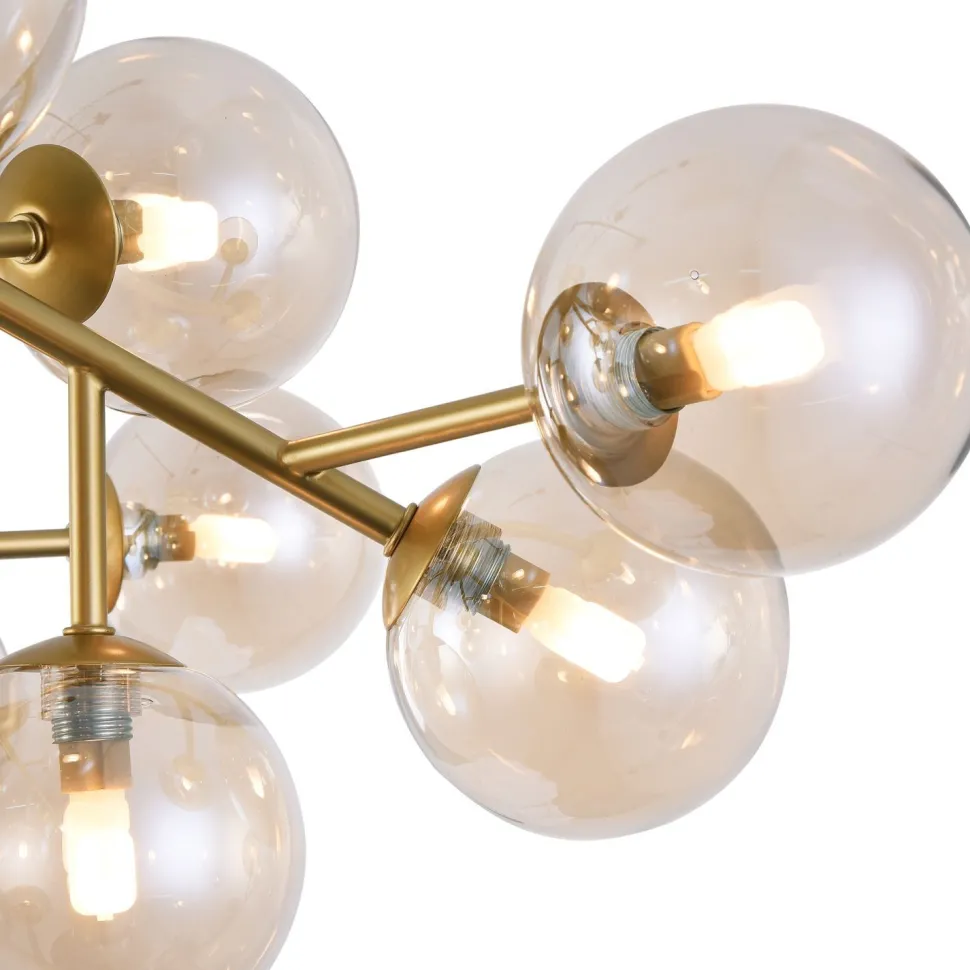 Deckenleuchte Metall Rauchglas G9 B: 75 cm Kugelschirm