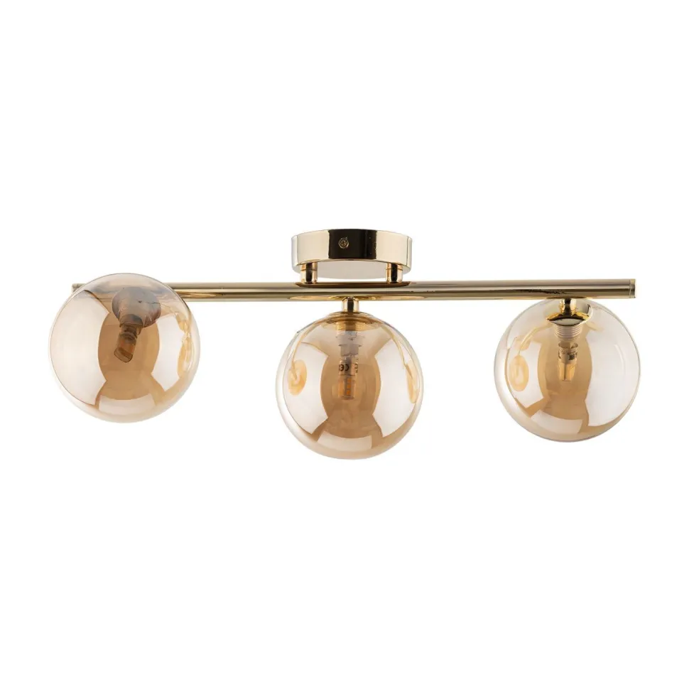 Deckenleuchte Metall Rauchglas 47 cm klein in Gold Bernstein