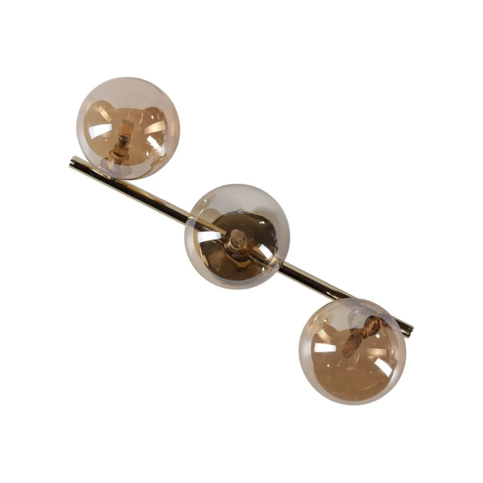 Deckenleuchte Metall Rauchglas 47 cm klein in Gold Bernstein
