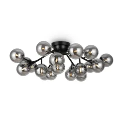 Deckenleuchte Metall Rauchglas B: 75 cm G9 Kugel Schirm