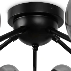 Deckenleuchte Metall Rauchglas B: 75 cm G9 Kugel Schirm