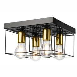Deckenleuchte Metall Schwarz Gold B: 30 cm 4x E27 Modern