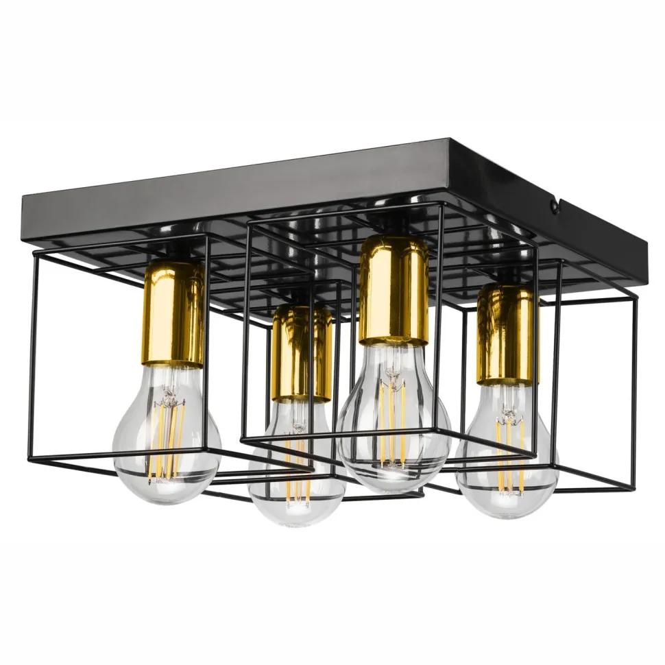 Deckenleuchte Metall Schwarz Gold B: 30 cm 4x E27 Modern