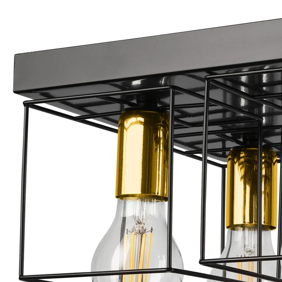 Deckenleuchte Metall Schwarz Gold B: 30 cm 4x E27 Modern