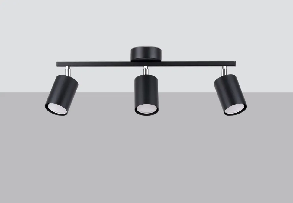 Deckenleuchte Metall schwenkbar 3-flammig Schwarz