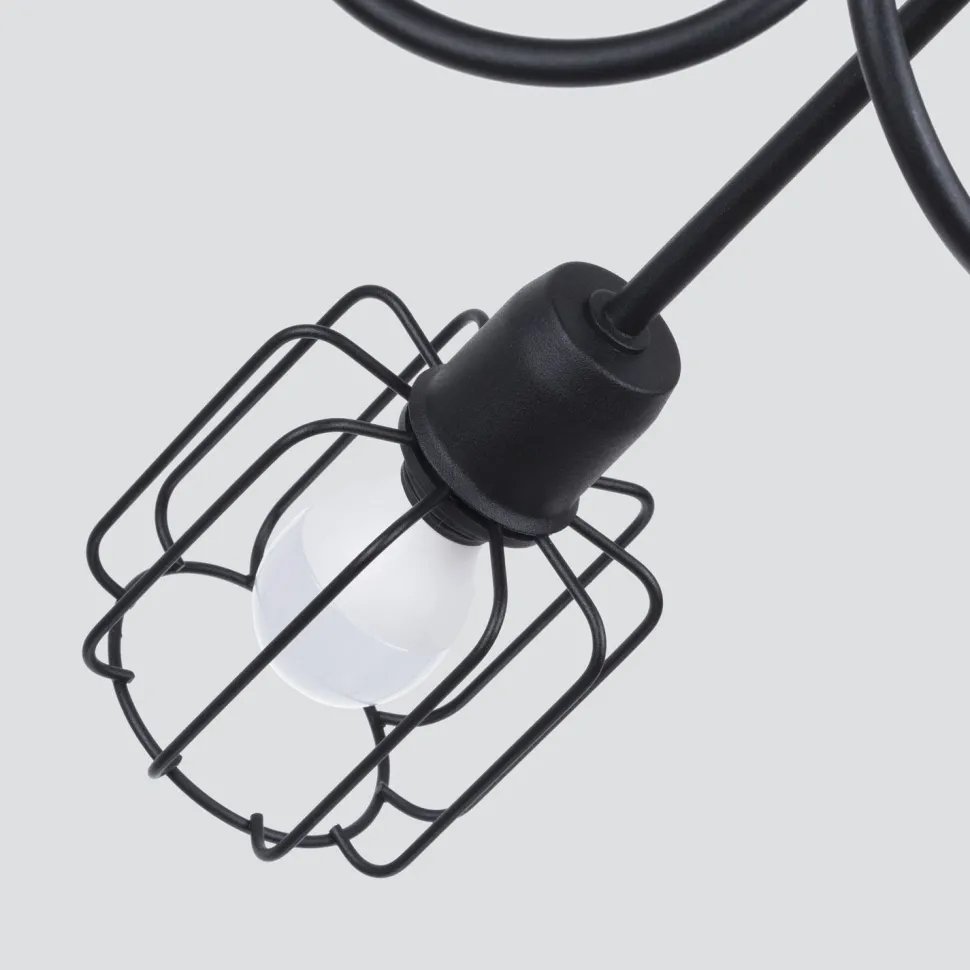 Deckenleuchte Metall Schwarz 3-flammig E14 Draht Schirm