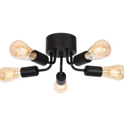 Deckenleuchte Metall Schwarz Retro Ø30 cm flach