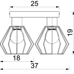 Deckenleuchte Metall Schwarz E27 4-flammig quadratisch