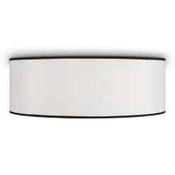 Deckenleuchte Metall Stoff D: 52 cm rund Weiß Schwarz