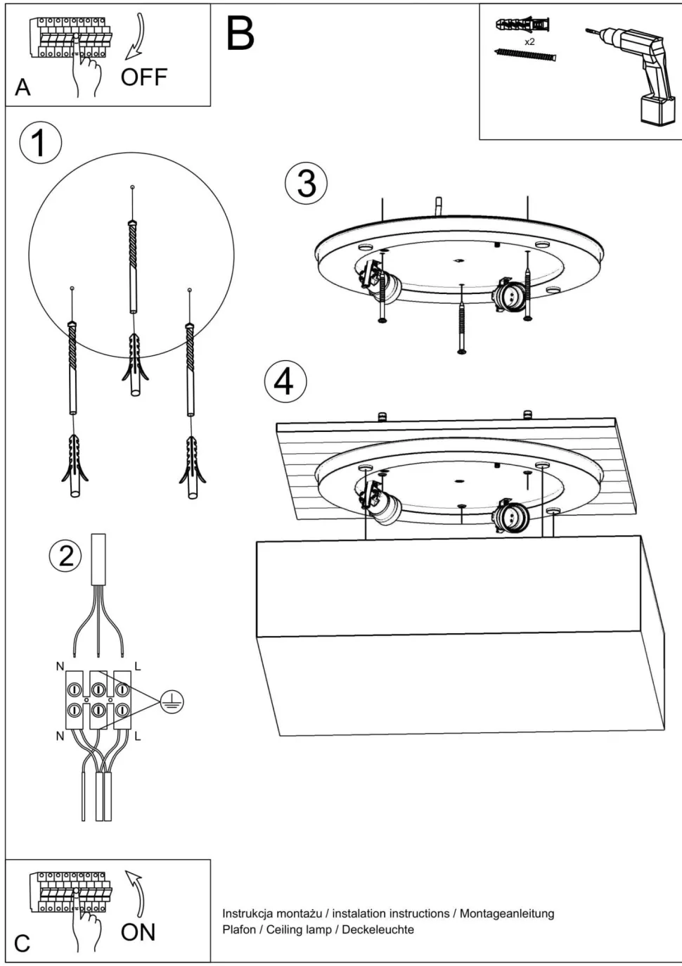 Deckenleuchte Modern 55 cm breit Weiß quadratisch