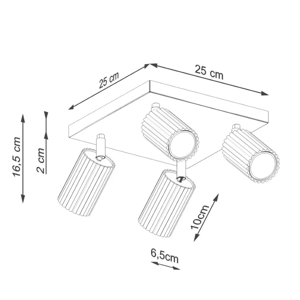 Deckenleuchte Modern 4-flammig GU10 B: 25 cm klein schwenkbar