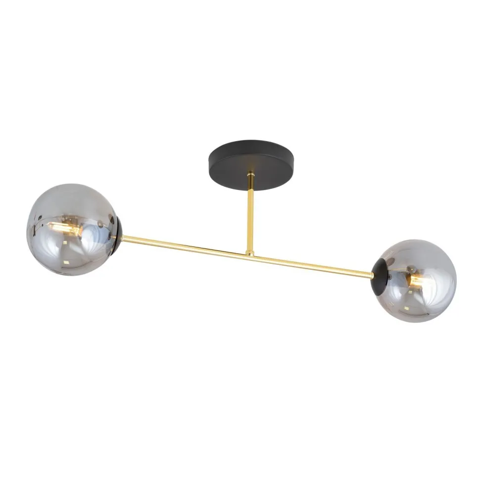 Deckenleuchte Rauchglas Metall 55 cm 2-flammig