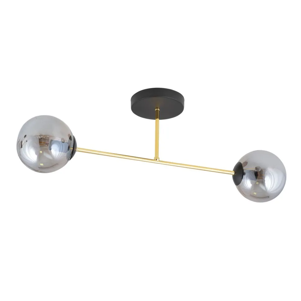 Deckenleuchte Rauchglas Metall 55 cm 2-flammig