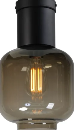 Deckenleuchte Rauchglas Schwarz Ø 20 cm E27 klein