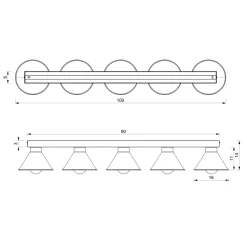 Deckenleuchte RIAN Metall 5-flammig Schwarz Gold